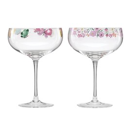 Cambridge 10 Oz Floral Brights Coupe Glasses, Set of 2, 2 Count, Multi