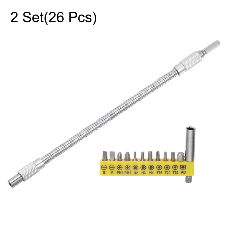 sourcing map Flexible Drill Bit Extension Kits, 2 Set(26pcs) Screwdriver