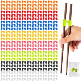 Suttmin 1000 Pcs Reusable Chopsticks Helper Multicolor Plastic Practice Chopstick Trainer Hinges Connector Chinese Chop Stick Helper for Adult Learner Beginner