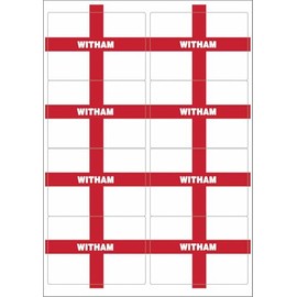Witham England Flag Rectangular Matt Paper Stickers A4 Sheet of 8 (Each Sticker is 99mm x 68mm)