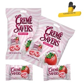 CREME SAVERS (2 PACK 6.25 OZ STRAWBERRY & CREME) | Classic Original Individally Wrapped, Strawberries and Creme and Orange and Creme Hard Candy