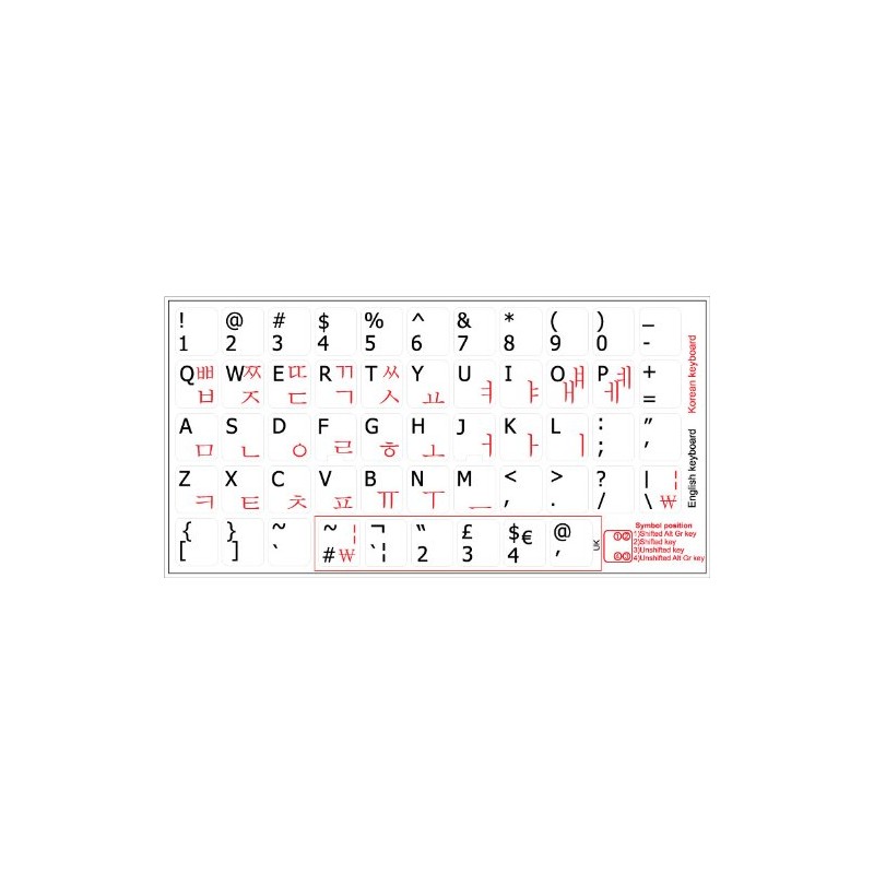 4Keyboard Korean-English Matte Non-Transparent Keyboard Stickers White Background for Desktop,