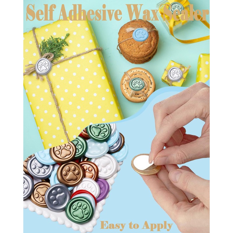 Gold Paw Wax Seal Stickers-40PCS Bulk Self-Adhesive Vintage Sealing Stickers