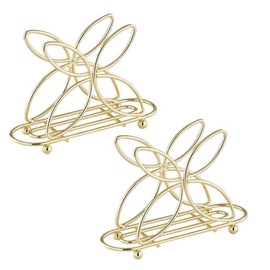 Napkin Holder Stainless Steel Napkin Holder for Table Metal Serviette Holder Napkin Organizer Stand Set of 2, Gold
