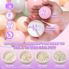 GOGOSO Balls for Ball Pit - Plastic Ball for Toddlers 1-3, Baby Kids Ball Pool Decoration 50 100 200 300 500 1000 (6 Colors, 500 Balls)