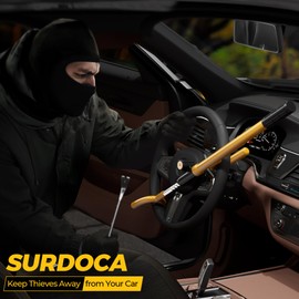 SURDOCA Upgraded Car Steering Wheel Lock Anti-Theft Device, Steering Wheel Locks for Car SUV Van, Easy Installation, Rubber Protection, Extendable Universal Security Device