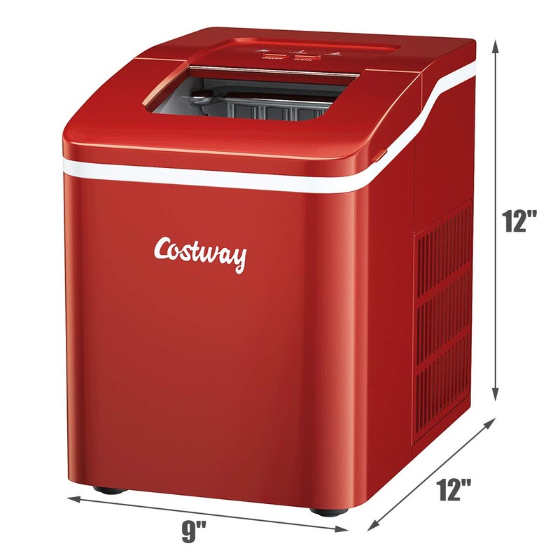 COSTWAY Countertop Ice Maker, 26Lbs/24H Portable Ice Machine with Self-Cleaning