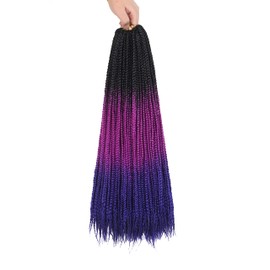 Crochet Box Braids Crochet Hair Prelooped 24 Inch 8 Packs 1B/Purple/Blue Color Goddess Box Braids Hair 3x Box Braided Synthetic Braiding Hair Crochet Braids Hair for Black Women Extensions