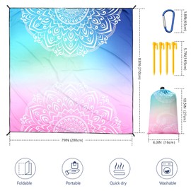 AISPARKY Beach Blanket Waterproof Sandproof, Oversized Large Beach Mat 79" X 83"/120"x108" for 1-8 Adults, Quick Drying&Compact&Lightweight, Picnic Mat Vacation Essentials for Beach Camping Travel