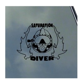 Deep Sea Saturation Diver with Sharks Vinyl Sticker Decal Contractor Commercial Diving Offshore Oil Rig