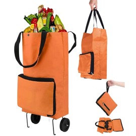 Miawtro Shopping Trolley on Wheels,Shopping Bags on Wheels Foldable,Shopping Trolley,Oxford Cloth Reusable Grocery Trolley Portable Hand-Pulling Shopping Cart on Wheels Large Capacity for Supermarket