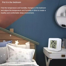 1Pc White Indoor Thermometer,Smart LCD Indoor Thermometer,Hygrometer Meter,High Accuracy Digital Temperature and Humidity Monitor for Home,Bedroom,Greenhouse,Thermometers and Weather Instruments