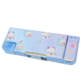 Pencil Case with Eraser Pocket, Double-Sided Opening Pencil Case / Susuya Moffy New School, blue, Casual