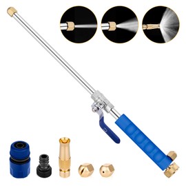 Hydro Jet Power Washer Gun, Wand Water Gun with 3 Power Washer Hose Nozzle Watering Sprayer for Patio Sidewalk Car Window Garden Washing Blue