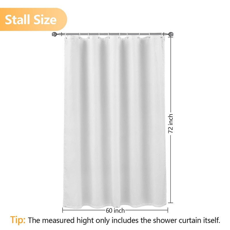 Seenus Waterproof Fabric Shower Curtain Liner with 3 Large Magnets,