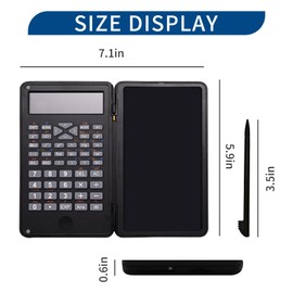 HouseMao Basic Calculator Notepad with LCD Writing Tablet, Rechargeable, Lock Button and E-Pen,12 Digit Display, Also Inkless DrawingMemo PadsPlanning Boards, Hand-held for Daily Office (Black)