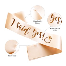 I Said Yes Sash Rose Gold,Engagement Proposal Bachelorette Party Sash for Bridal Shower Wedding Party Favors Accessories Supplies Engagement Gifts for Bride to Be,Rose Gold