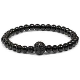 styleBREAKER Ball Bracelet with Rhinestones Jewellery Charm, Elastic Band, Women's 05040147, Metal