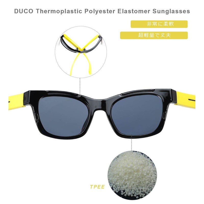DUCO Kids' Sunglasses, Polarized UV Protection, Super Lightweight Frame, K019-black