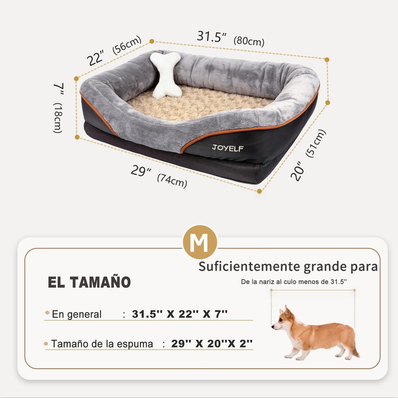 JOYELF Medium Memory Foam Dog Bed Orthopedic Dog Bed &