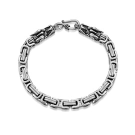 CEKAMA 925 Sterling Silver Bracelet for Men & Boys Matte Texture Exquisite Thick Bracelets Length 7-9 Inch, Width 5-7mm, 8 inches, Metal, Cubic Zirconia