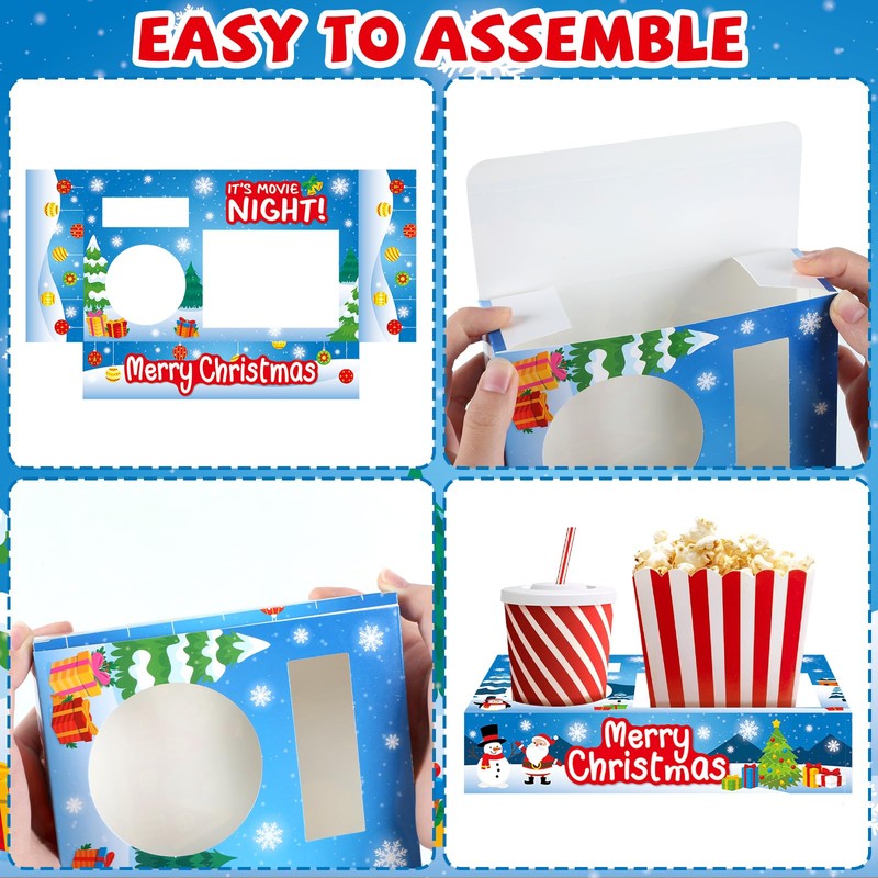 50Pcs Christmas Party Supplies Movie Night Paper Snacks Boxes Xmas