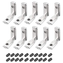 sourcing map Interior Joint Bracket, Inside Corner Connector 2020 Series with Screws for Aluminum Extrusion Profile, 10 Pcs