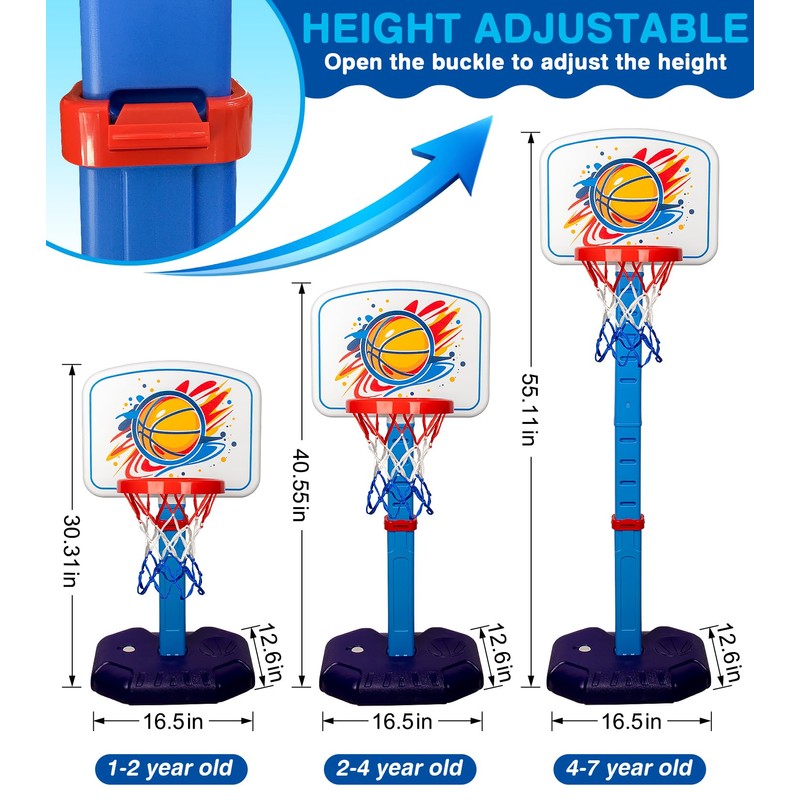 LAO XUE Toddler Basketball Hoop Set,Adjustable Kids Basketball Goal