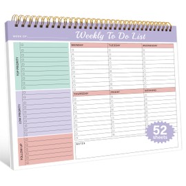 Weekly To Do List Notepad with Priorities,Follow Up 8.5"×11" 12 Monthes Undated Weekly Desk Planner Organizer for School,Office Supplies,Family