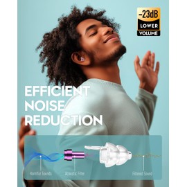 Concert Ear Plugs,High Fidelity Noise Reduction Earplugs,Noise Cancelling Silicone Reusable Ear Plugs,Hearing Protection for Concerts,Live Music,Musicians,Raves,Festivals,DJs,-23dB, Purple