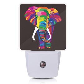Oeaskly Elephant Night Light,Colorful Elephant Plug-in Night Lights with Dusk-to-Dawn Sensor for Stairway/Hallway/Kitchen Sleep Friendly lamp for Women/Girls/Boys Gift,0.5W