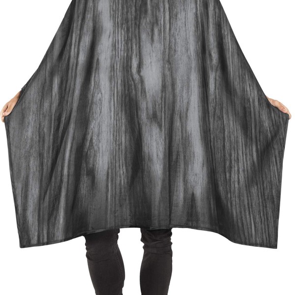 Betty Dain Wood Grain Styling Cape, Dark Wood Grain Print, Lightweight Polyester, Water Resistant, Snap Closure, Easy Care Machine Washable, 45 x 60 inches