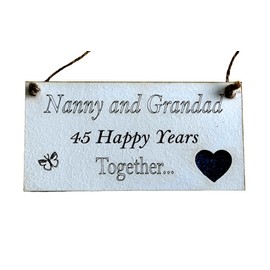 Nanny and Grandad Grandparents Anniversary Gift Plaque Gift 45 Years 45th Sapphire Wedding