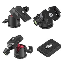 SMALLRIG Mini Ball Head 360° Panorama with 1/4 Inch Screw 3/8 Inch Thread Mount and Quick Release Plate Metal Ball Joint for Monopod, DSLR, Phone, Gopro, Max Load 4.4 lbs/2 kg - 2665