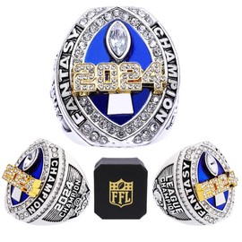 2024 Fantasy Football Championship Ring and Case Fantasy Football Trophy League Winner (one, Size 14)