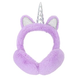 Simplicity Boy's Soft Plush Unicorn Foldable Winter Ear Muffs, Light Purple