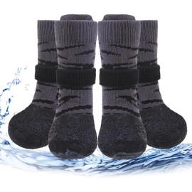 PUPTECK Anti Slip Dogs Shoes for Hot/Cold Pavement, Senior Booties, Rubber Boots & Paw Protectors for Small Medium Large Size Dogs to Prevent Licking, Grippy Socks for Hardwood Floors, Tiger, S