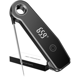 2025 Upgrade Meat Thermometer Digital for Cooking, 0.5s Instant Read Food Thermometer, ±0.5 ℉ Accuracy Kitchen Thermometer, Large LED Display, IP67 Waterproof for Grill, BBQ, Oven, Brewing, Baking