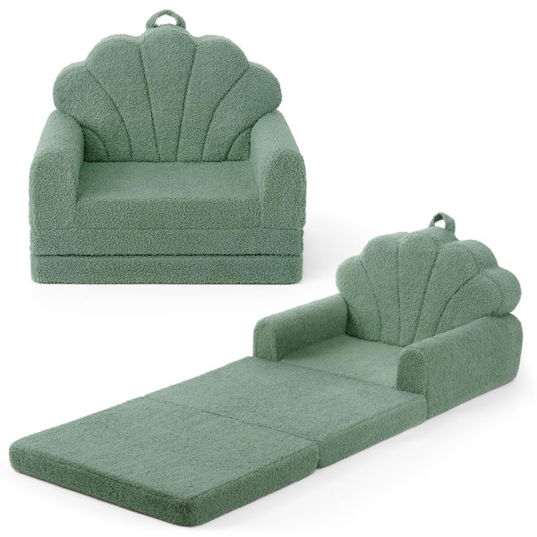 Blissful Diary Kids Couch, 2-in-1 Soft Toddler Couch Fold Out,