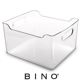 BINO | Clear Storage Organizer | THE LODGE COLLECTION | Containers for Organizing with Handles| Pantry & Kitchen Organization | Fridge Organizer | Bathroom Organizer | Storage Bins For Shelves Cabinet