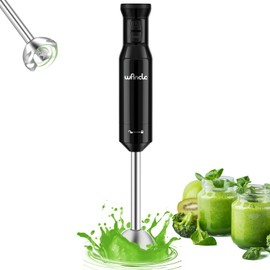 Wancle Hand Blender, Purée Stick 600 W Electric Hand Blender Stirring Rod with Turbo for Preparing Baby Food, Salads, Soups and Vegetables (Black)