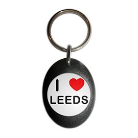 I Love Leeds - Black Plastic Oval Key Ring