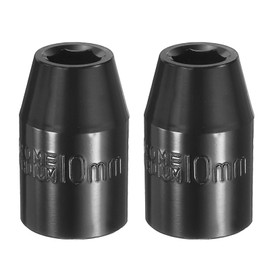 HARFINGTON 2pcs 6 Point Impact Socket 10mm Shallow Metric Hex Socket 1/2" Square Drive Electrophoretic Coating CR-V Steel for Industrial Grade Spindle Axle Nut Socket, Black