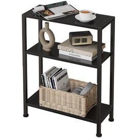 Vantimo 3-Tier Side Table, Small End Table, Sofa Side Table for Narrow Spaces, Slim End Table, Nightstand Table, for Living Room Bedroom Office, Black