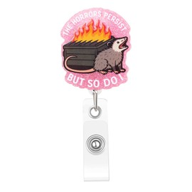 Funny Nurse Badge Reel, Possum Dumpster Fire Badge Holder with Retractable Clip, Cute Gifts for Nursing Student RN LPN CNA MA Medical Worker Teacher Doctor