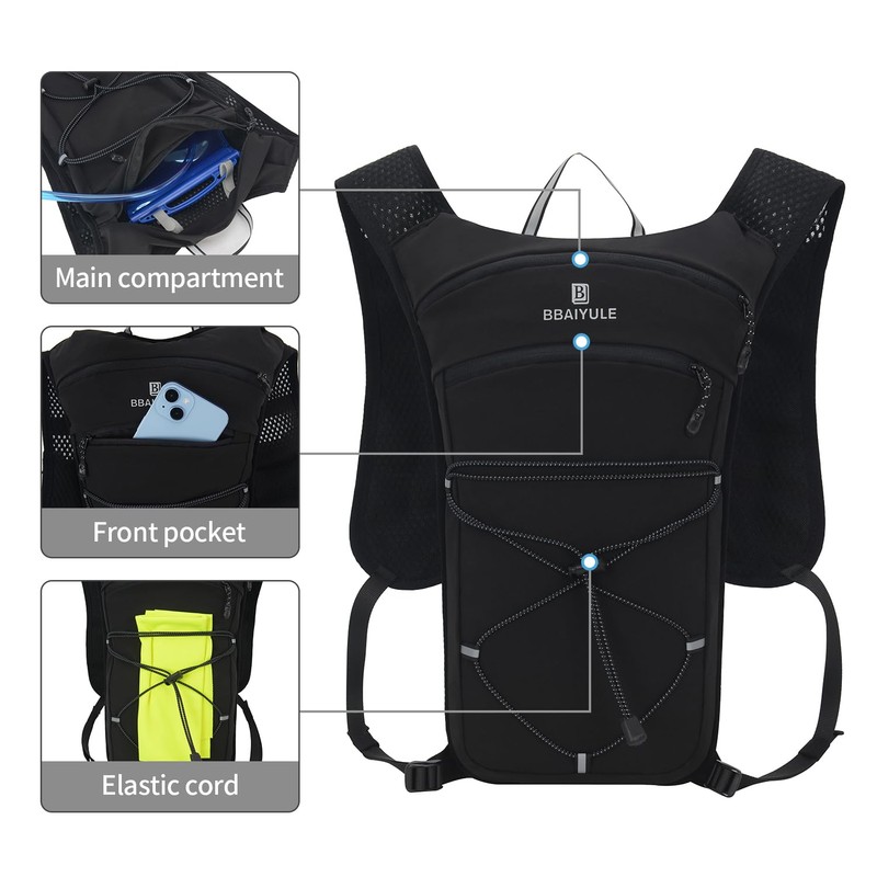 BBAIYULE® Hydration Backpack with Optional Hydration Bladder, BPA-Free, Running Backpack,