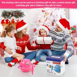 Drawing Robot for Kids, Interactive Educational Drawing Robot for Kids, Magic Painting Robot Toy with 100 Word Cards & 16 Color Pens for Girls and Boys Age (Pink)