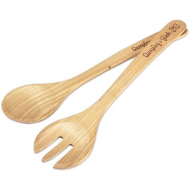 Stadter 800168 Salad Servers Caravan Camping Happiness 2-Piece Set Cherry Wood in Wood Colour Length 35 cm