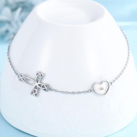 Palpitate Cross Bracelet Mustard Seed Bracelet 925 Sterling Silver Faith Christian Themed Jewelry Gifts for Women Friends Her Mothers Day Jewelry