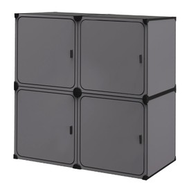 NeuType Cube Storage Organizer with Doors, 4-Cube Storage Shelves, Multifunctional Storage Cubes Organizer Shelves, Closet Storage Shelves Bookshelf Toy Organizer Cabinet, Dark Grey